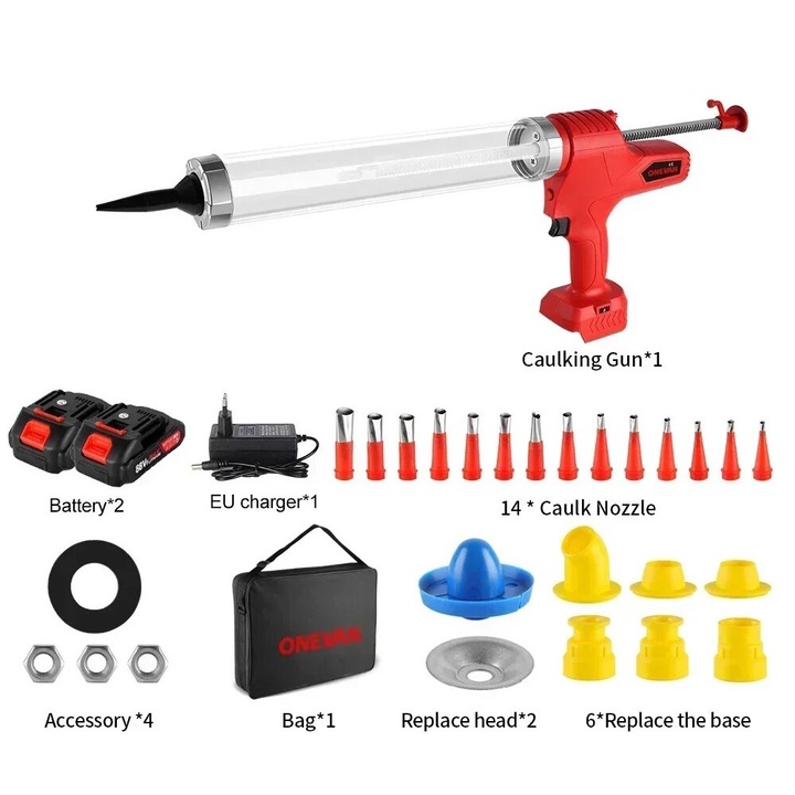 Безжичен поялник, ONEVAN, 7500mAh, 14 дюзи, 6 скорости, комплект с 2 батерии, EU щепсел