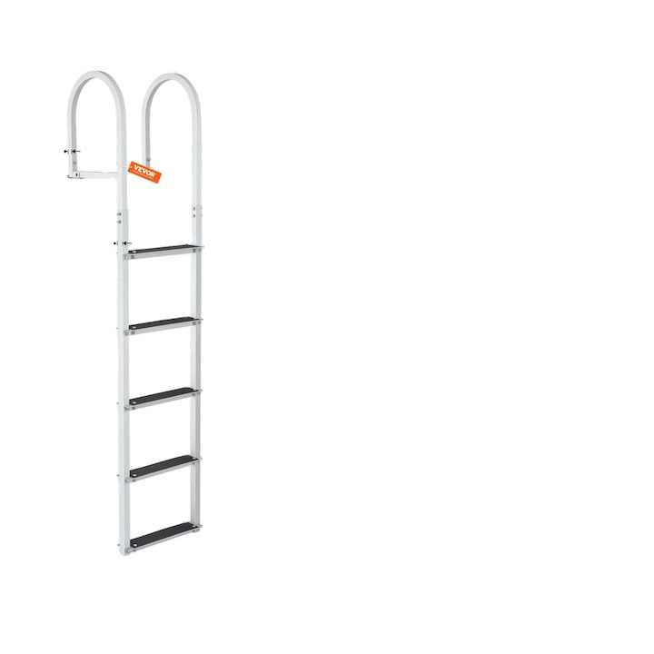 Dokklétra, 5 lépcsős, 500 lbs kapacitású, alumíniumötvözet szerkezet, 572x157x189 hüvelykes, csúszásmentes gumibetétekkel