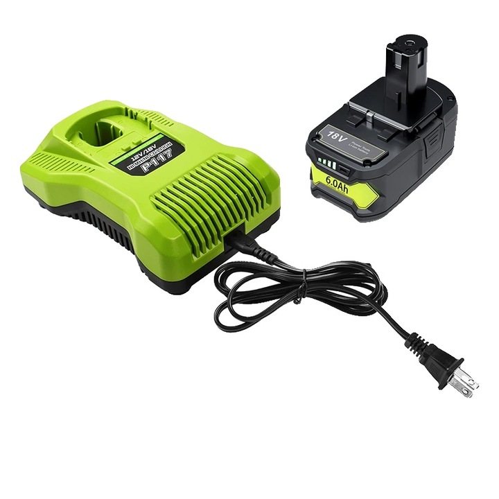 Li-ion akkumulátor 18V, 6,0Ah, kompatibilis a RYOBI szerszámokkal, készlet töltővel