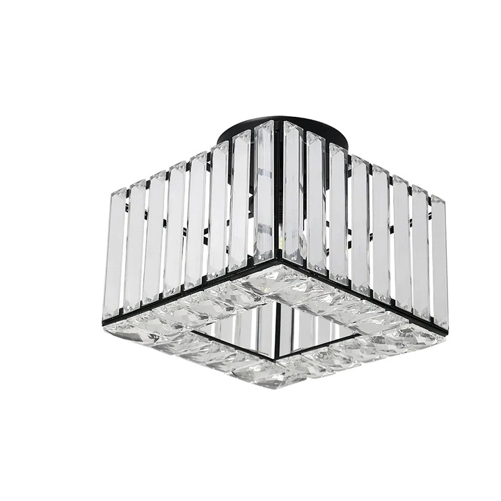 Модерна кристална плафониера, черна/сребриста, 12 x 12 x 13 см