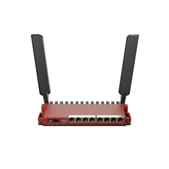 MikroTik vezeték nélküli router, L009UiGS-2HaxD-IN modell, Wi-Fi 6, 8 Ethernet port, 220x125x22mm, 2,4 GHz
