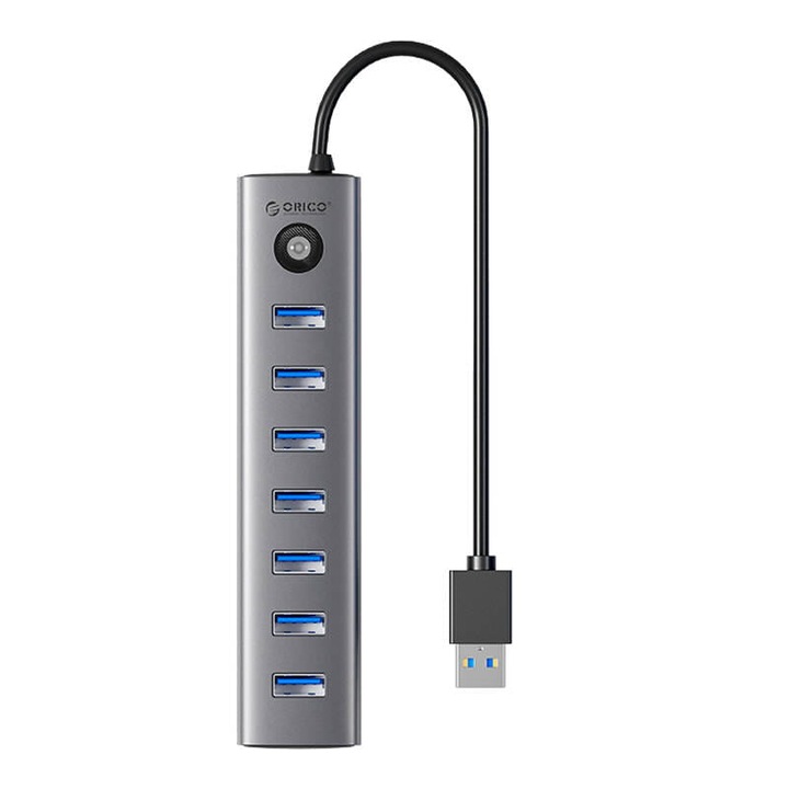 Orico USB-C хъб, CL7U, 7 USB 3.0 порта, сив, 0.15x0.5x1m