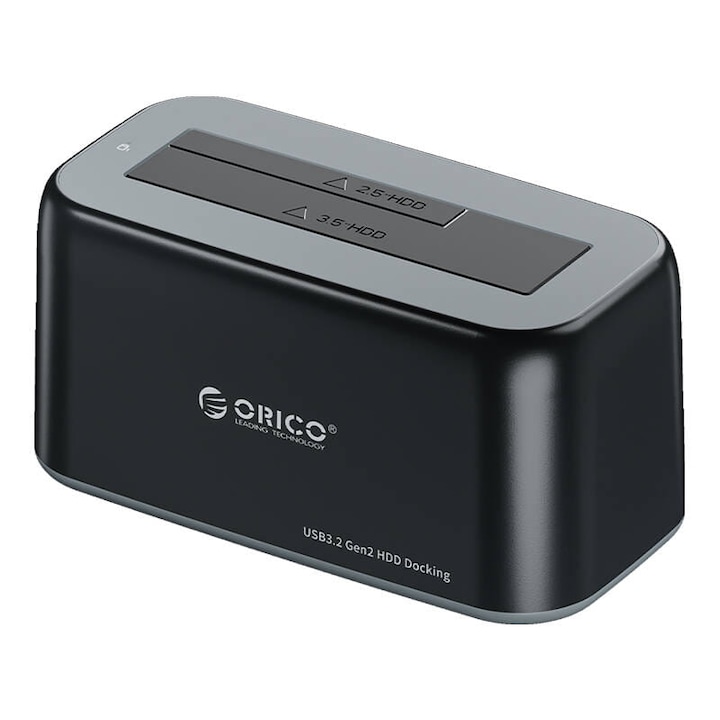 Докинг станция, Orico, пластмаса, HDD/SSD, 2.5"/3.5", 5 Gbps, USB-C към USB-C/A, 18TB, черен