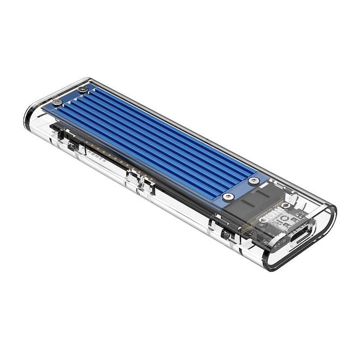 M.2 SSD корпус, Orico, NVME, USB-C 3.1 Gen.2, 10 Gbps, 108 x 34 x 11,5 mm, син/прозрачен