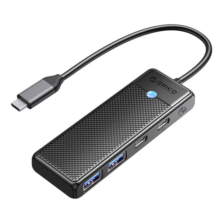 Хъб 4 в 1 Orico, USB A3.0x2, Type-C3.0x1, PD100W, 98x34x12.6mm, черен