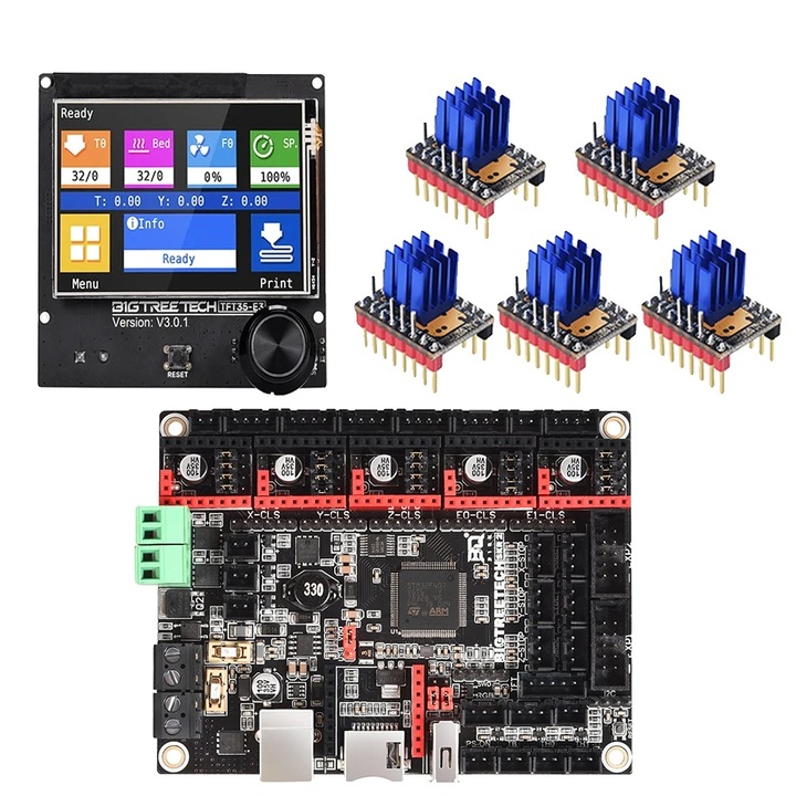 Placa de baza SKR 2, ecran tactil TFT35 E3, drivere TMC2208/TMC2209, negru