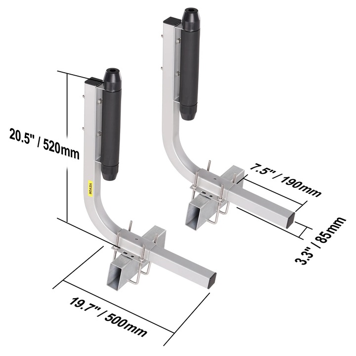 Set 2 stalpi de ghidare pentru remorci de barci, Otel galvanizat, ajustabili, 20.5"x19.7", argintiu