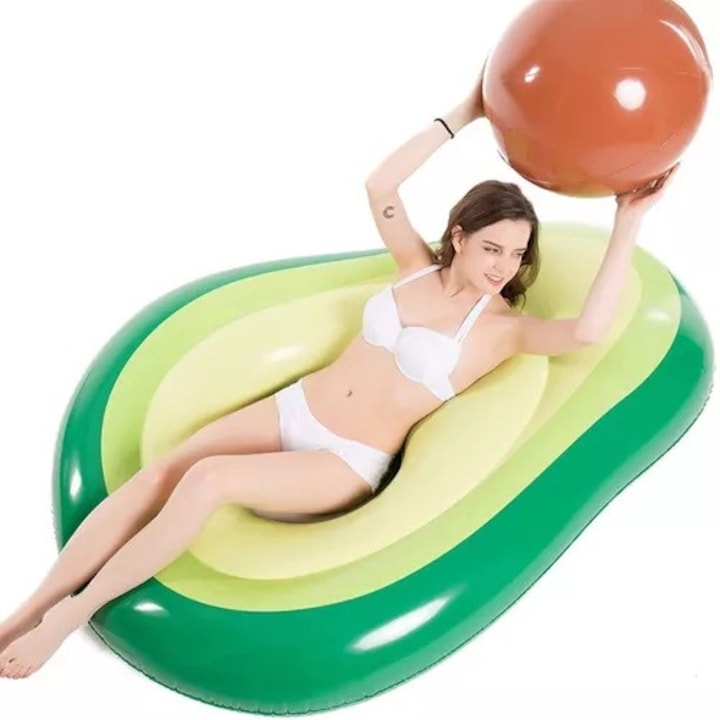 Set de accesorii pentru sporturi in aer liber, Cozevdnt, colac de inot avocado, PVC, rezistent la UV