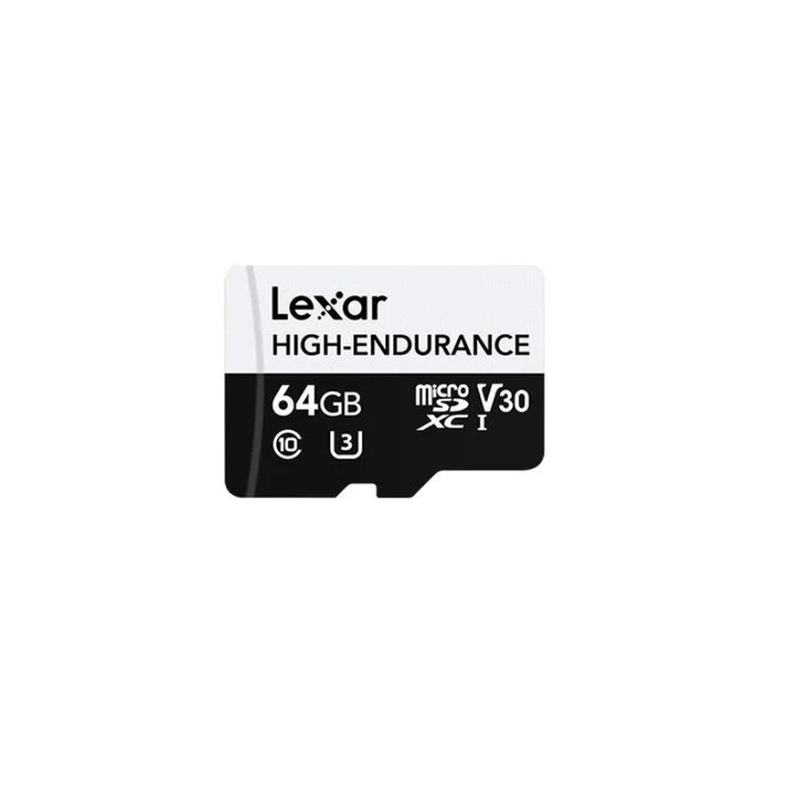 Карта с памет, Lexar, High-Endurance, 64GB, microSDHC, UHS-I