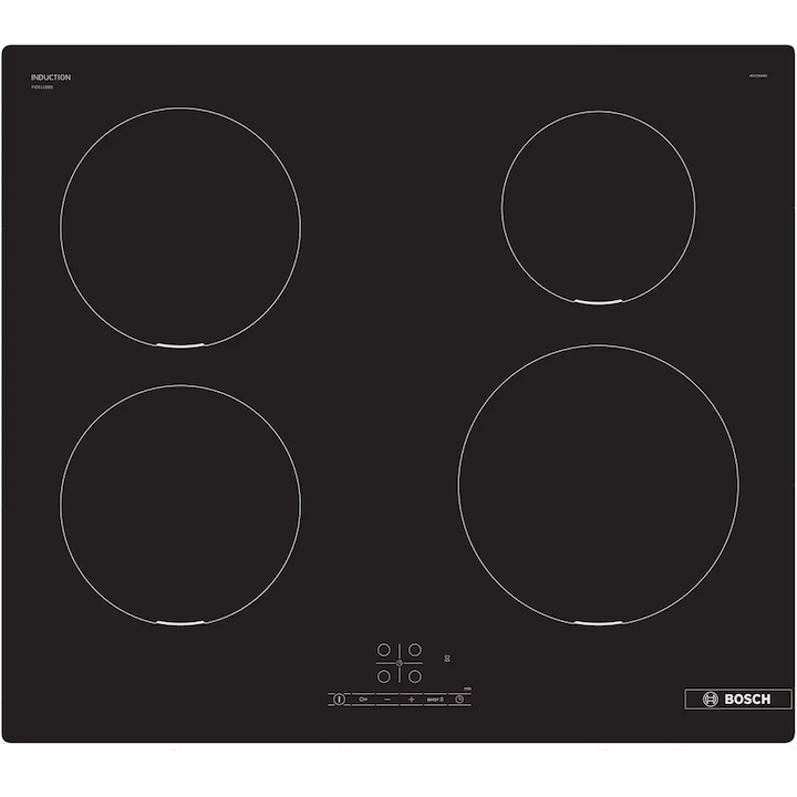 Plita electrica Bosch, PUE63KBB6E, inductie, 4 zone de gatit, neagra