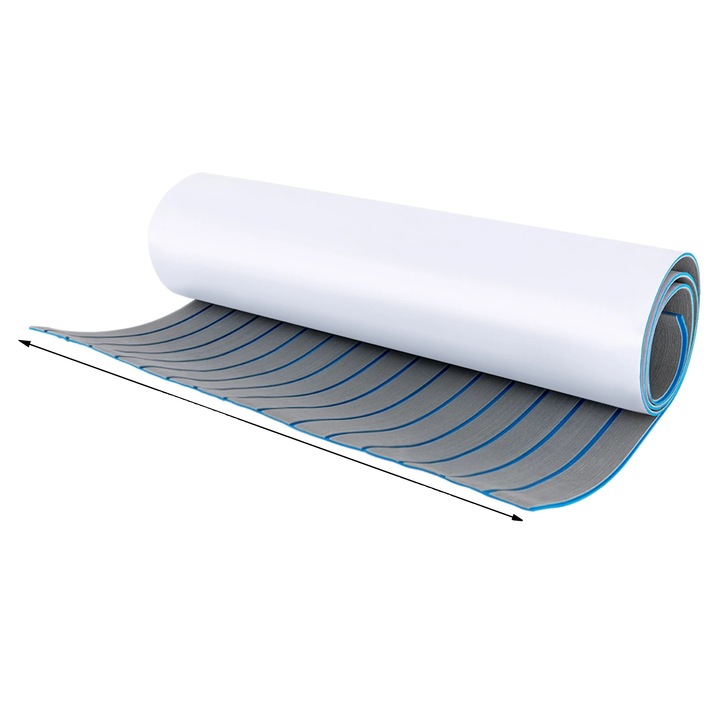 Covoras antiderapant pentru punte barca, spuma EVA, 6mm, gri-albastru, 240x90cm