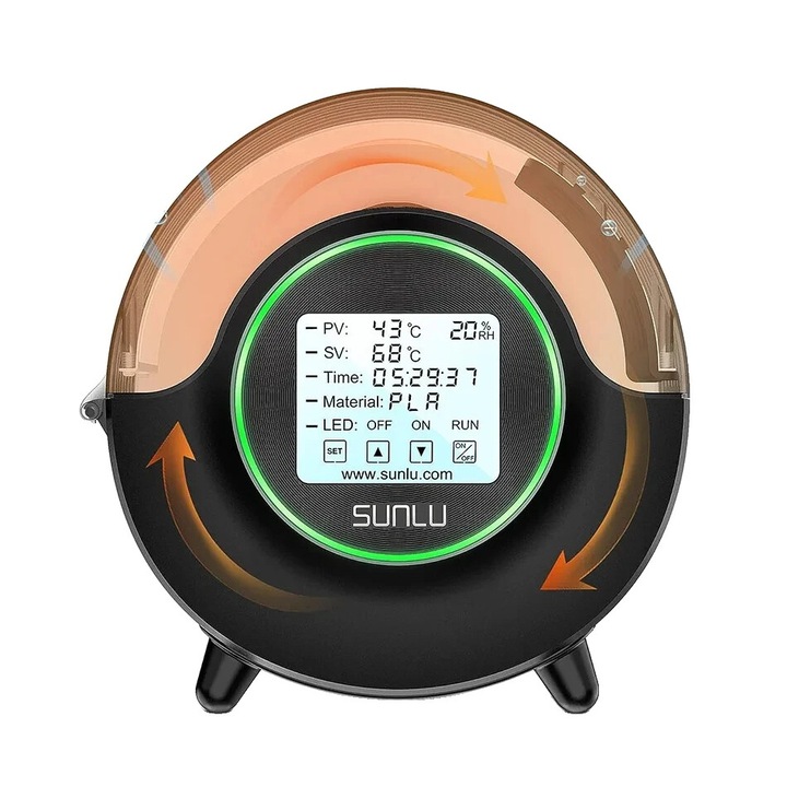 Uscator filament 3D SUNLU S2, 70C, sistem de incalzire dual, negru, 265x274x115mm