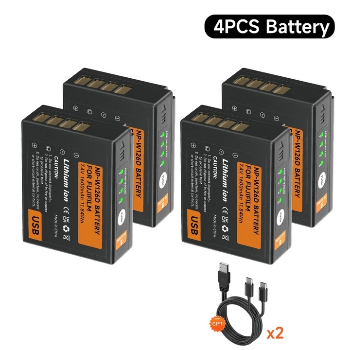 Set 4 Acumulatori, 1600mAh, Incarcare Rapida, Compatibilitate Larga