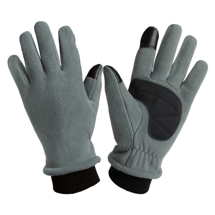 Manusi termice QttvbTna, fleece, touchscreen, impermeabile, gri, XL