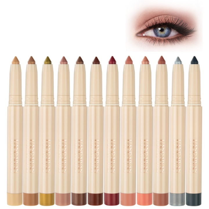Комплект от 12 сенки за очи, AMRINUGL, Cream Stick, Matte / Glossy, 14,1 x 11,5 x 1,3 cm, многоцветни