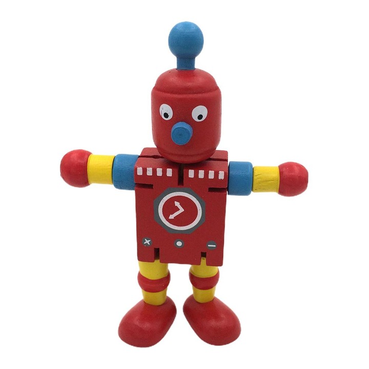 Játék robotok, longziming, fa robot, élénk színek, készlet