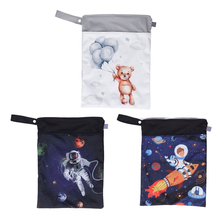 Set 3 genti pentru scutece bebelusi, Enforose, multicolor