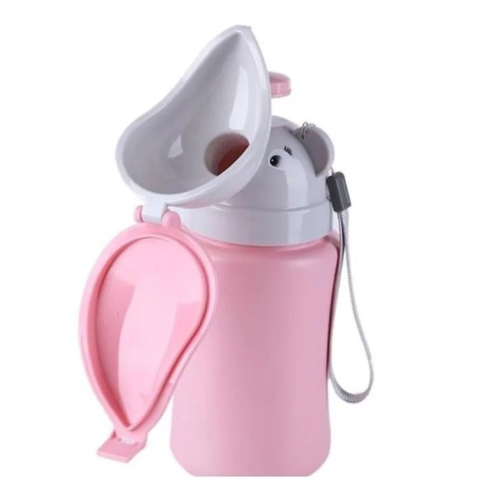 Авариен писоар за деца, 500 мл, ергономичен дизайн, розов, преносим за пътуване