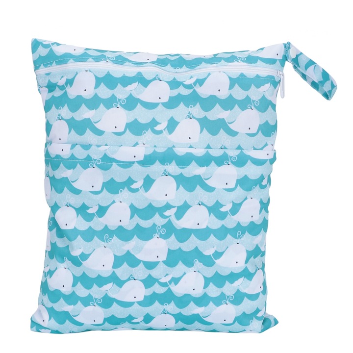 Vízálló szövet pelenkázótáska 2 cipzáras zsebbel