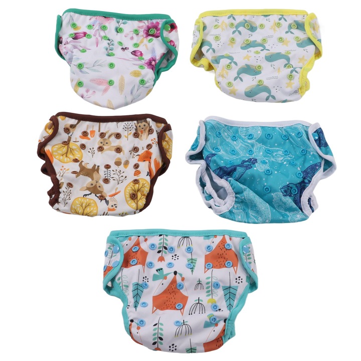 Set 5 scutece reutilizabile pentru bebelusi Enforose, lavabile, respirabil