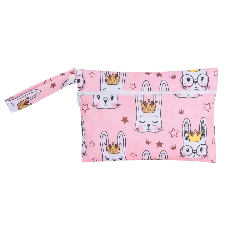 Pelenkázótáska cipzárral, könnyen hordozható, rózsaszín