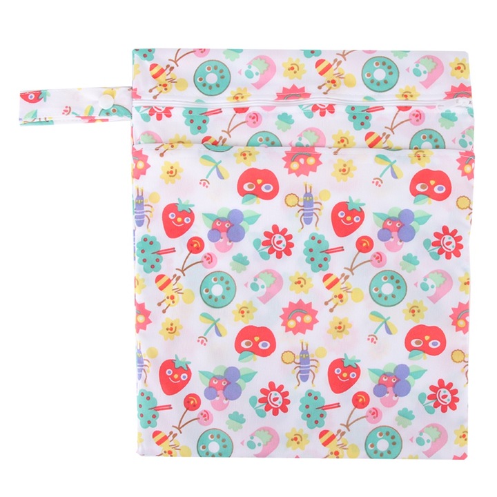 Baba pelenka tárolótáska, vízálló, cipzáras kivitel, többszínű