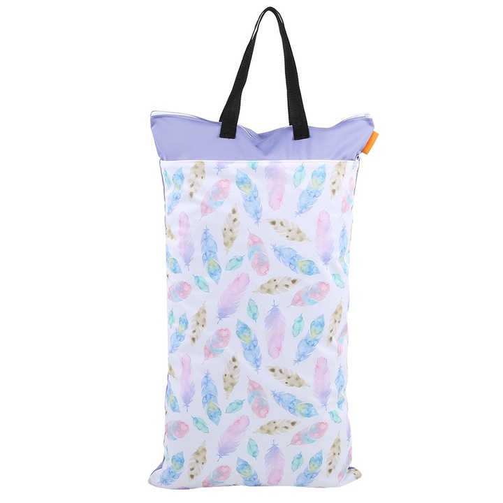 Nedves/száraz pelenkázótáska, nagy kapacitású, dupla cipzáras kivitel, többszínű