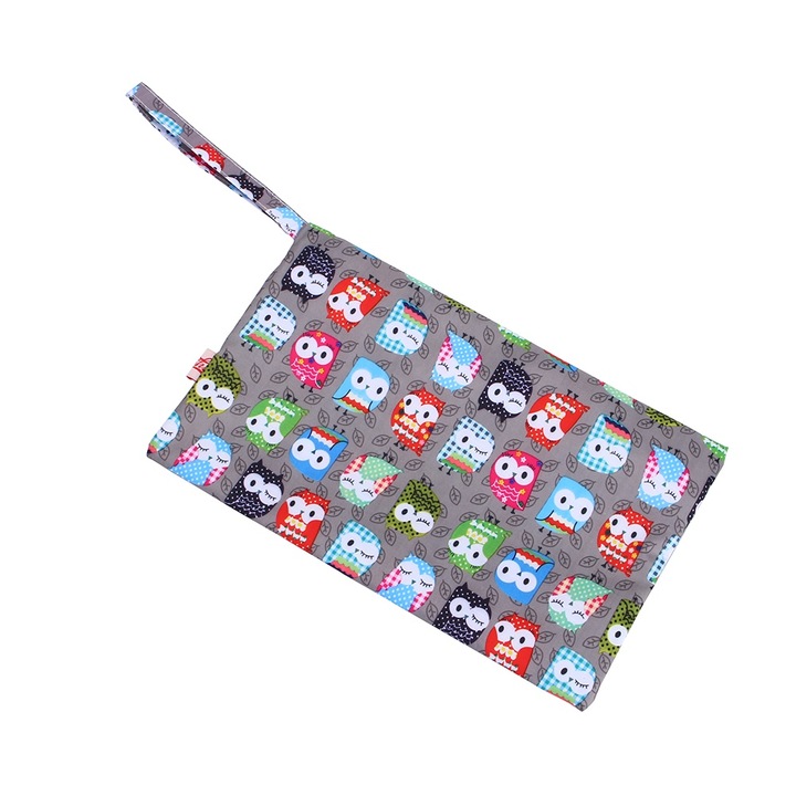 Újrafelhasználható pelenkázótáska, Bagolyvirág, vízálló, többszínű