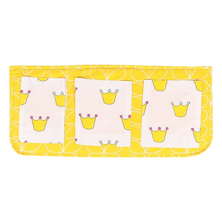 Органайзер за съхранение на пелени, дизайн с 3 джоба, жълт, 30x45 см