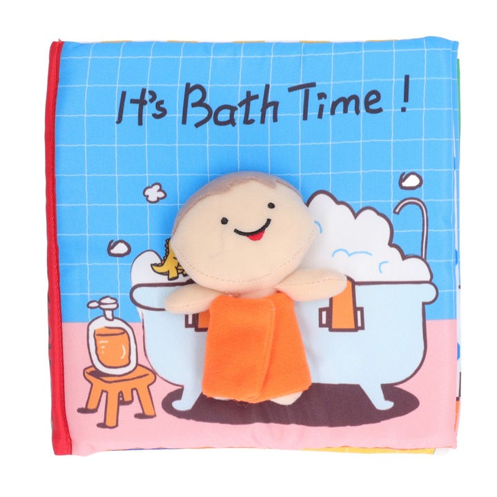 Fürdőkönyv babáknak, Bizaical, oktató puzzle, poliészter anyagú, 18x18cm