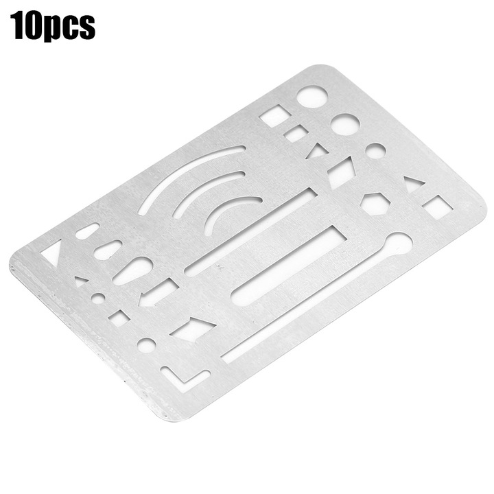 10 db-os radír sablon készlet, Jormftte, rozsdamentes acél, átlátszó, narancssárga, különböző formák, rajzeszközök