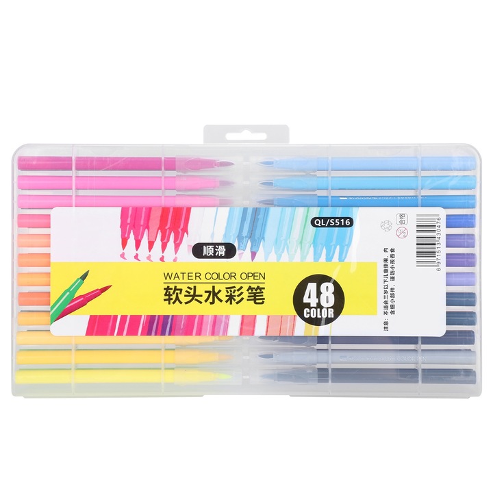 Jormftte akvarell markerek, 48 színű készlet, finom hegy, gyorsan száradó, mosható