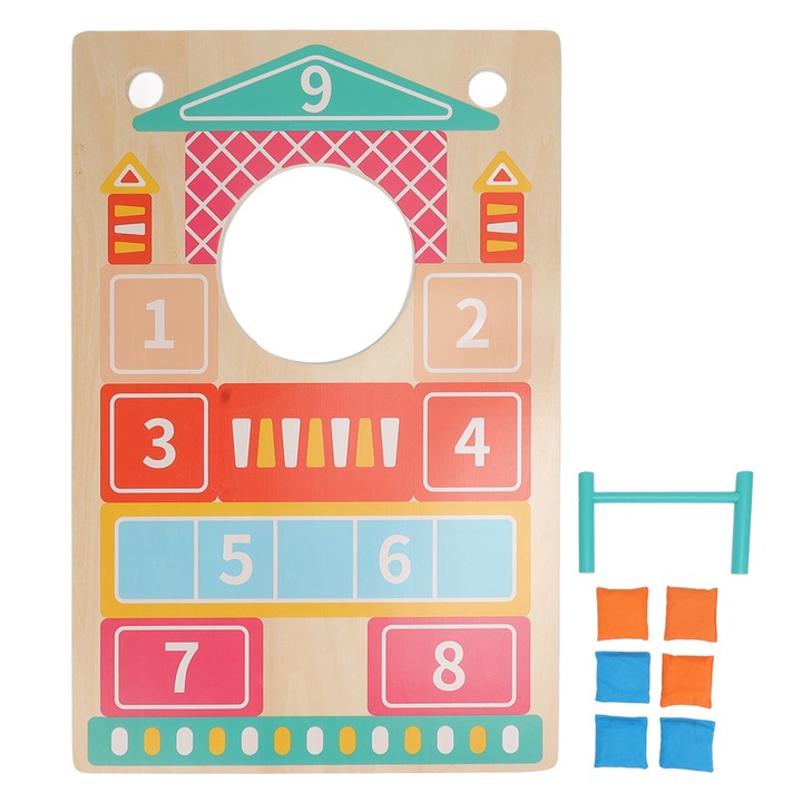 Játéktábla, Jormftte, babzsákos játék, 6 zsák, tartóval, tartós anyag, beltéri/kültéri