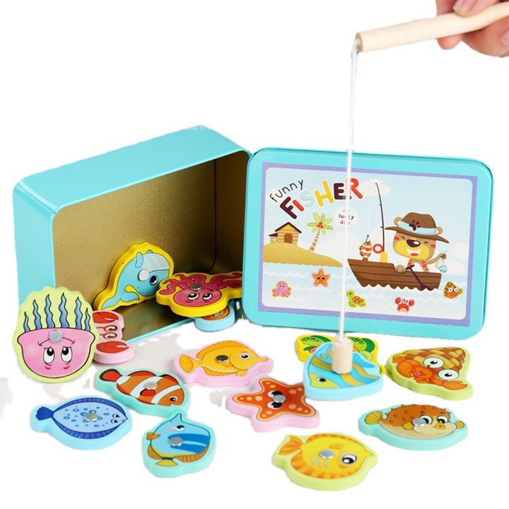 Interaktív gyerekjáték, Jormftte, mágneses horgászjáték, élénk színek, könnyen hordozható