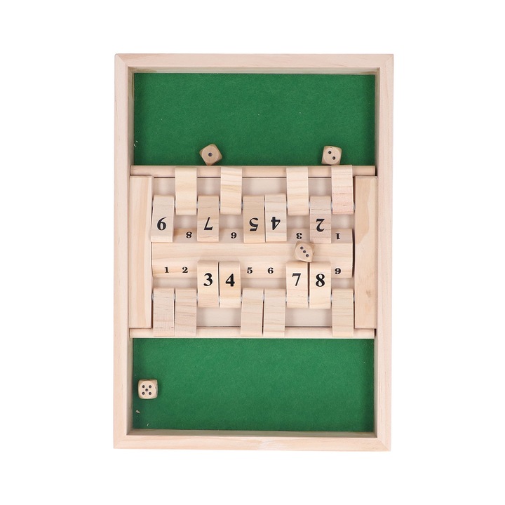 Számokkal ellátott fa társasjáték készlet, Jormftte, 2 játékos, 4 dobókocka