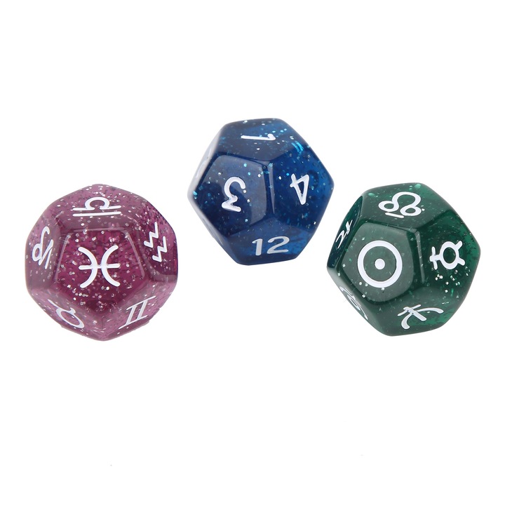 3 darab 12 oldalú tarot kocka készlet, Jormftte, ökológiai gyantából, 2x2x2cm, partikhoz és szórakozáshoz