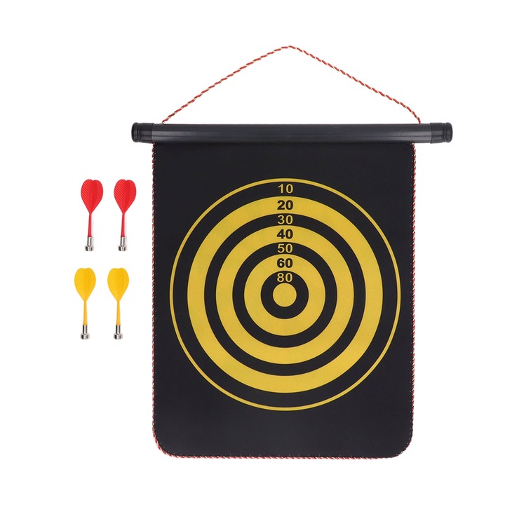 Mágneses dartstábla, Jormftte, kétoldalas, hordozható, biztonságos, 40x40cm