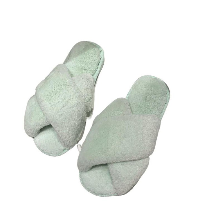 Пухкави дамски чехли, Jormftte, Cotton/Plus, Green