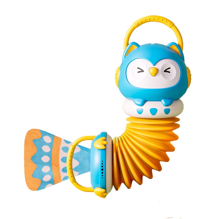 Játék hangszer, Jormftte, harmonika gyerekeknek, bagoly mintával, könnyű, kék