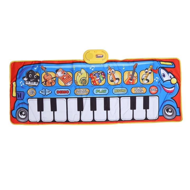 Jormftte zeneszőnyeg gyerekeknek, 8 hangeffektus, összecsukható, színes, 100x30cm