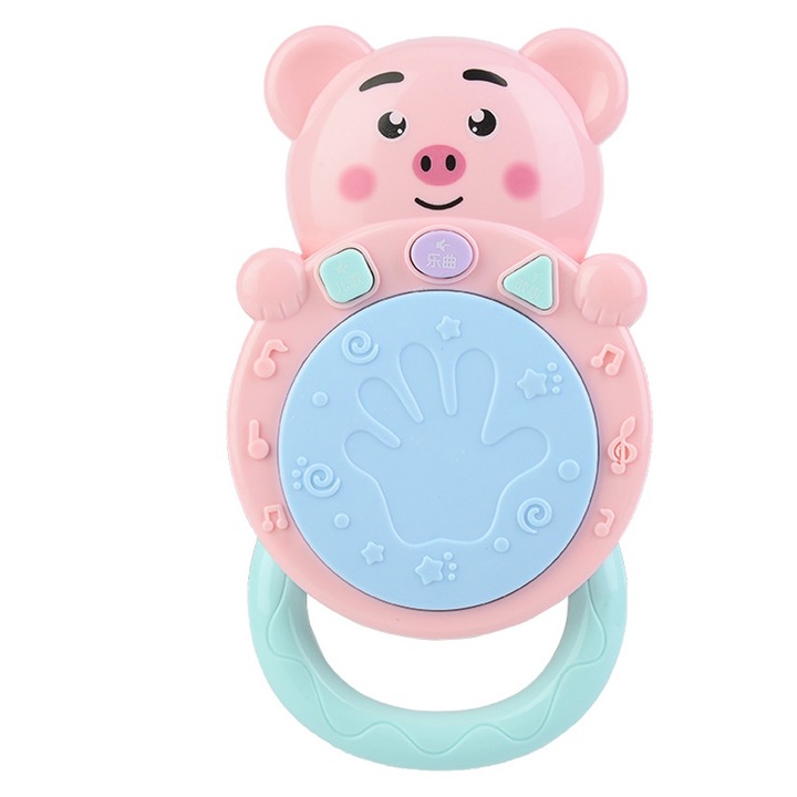 Jormftte oktatási dob gyerekeknek, rózsaszín, hang- és fénymóddal, tartós anyag