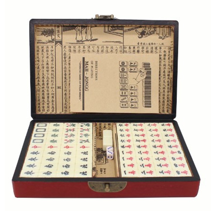 Hagyományos kínai mahjong, Jormftte, 144 darabos, műbőr dobozban, prémium ajándék