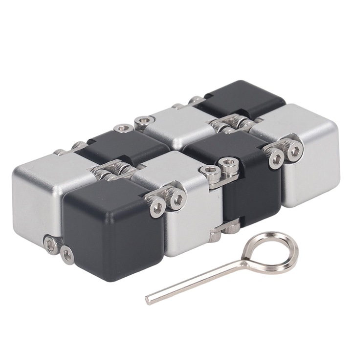 Interaktív játék Jormftte, stresszoldó blokk szett, ergonomikus kialakítás, fém, fekete-ezüst, hordozható