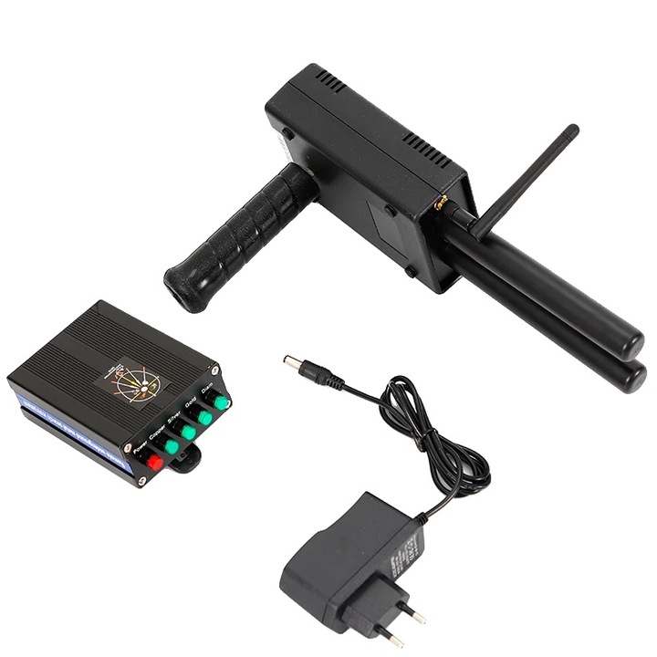 Hordozható fémdetektor, 1000 méteres keresési tartomány, 20 méteres észlelési mélység, fekete