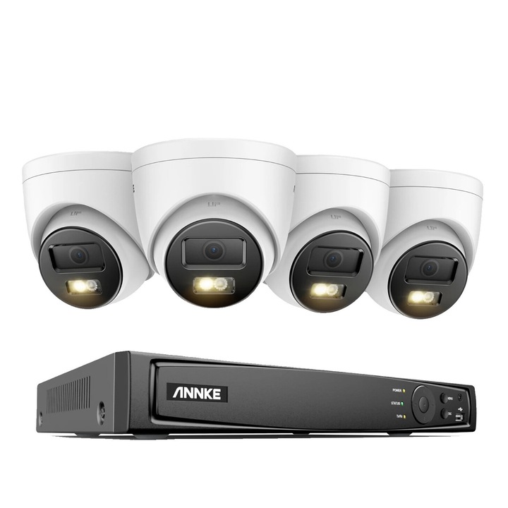 Система за наблюдение с 4 камери, Annke, 12MP, детекция на хора и превозни средства, IP67, 3K, комплект