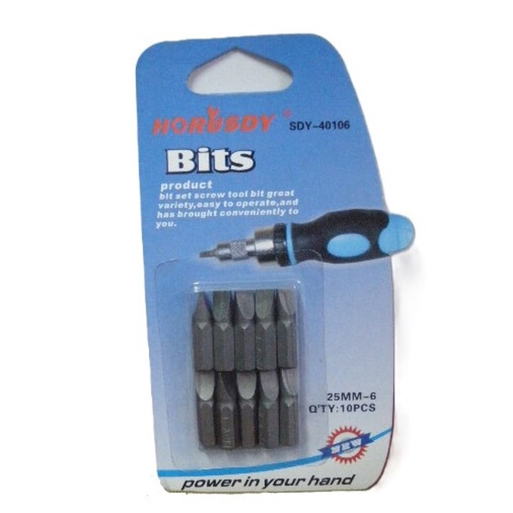 Set 10 biti de surubelnita, EM&EM, 25mm