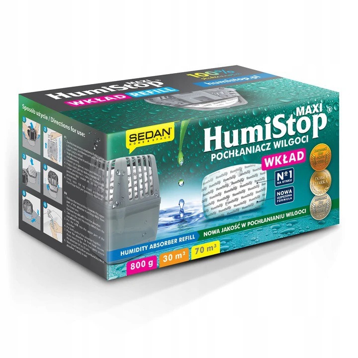 Sedan HUMISTOP MAXI абсорбатор на влага, ефикасен, за средни и големи помещения, 30 м2