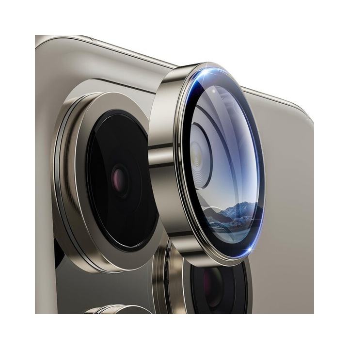 Upzz Lito egyedi kameravédő fóliakészlet, kompatibilis az iPhone 16 Pro / iPhone 16 Pro Max készülékekkel, Natural Titanium