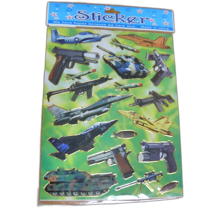 Set 10 stickere decorative Midex, dimensiuni 20x30cm, militar