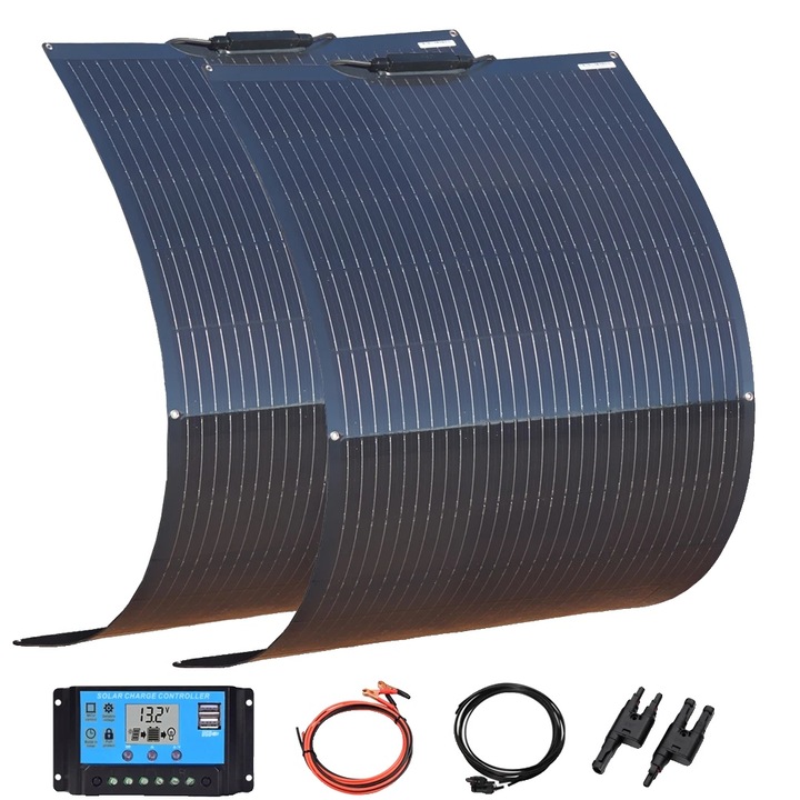 Kit cu 2 panouri solare flexibile 300W, 1000x500mm, 2.5kg